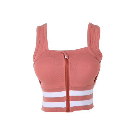 Zipper Sports Bra - Pink